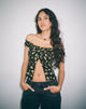 Image of Citra Bardot Frill Top in Buttercup Black Yellow