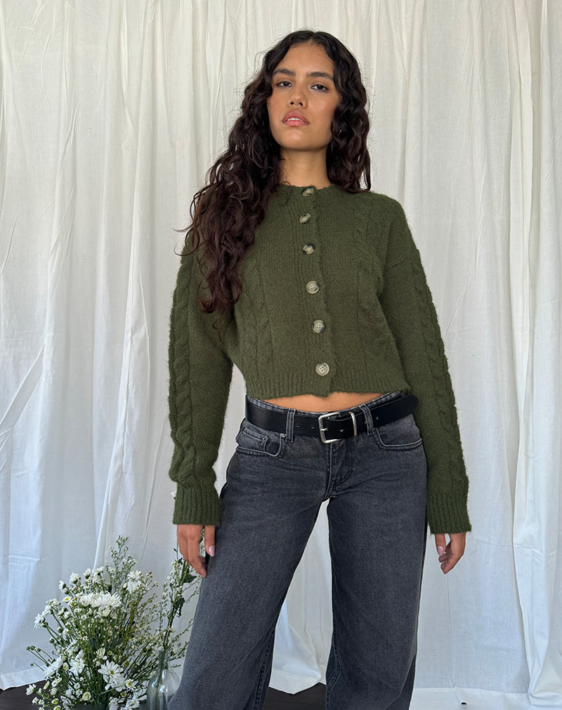 Claire Knit Cardigan in Forest Green