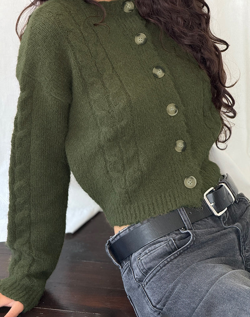 Image of Claire Knit Cardigan in Forest Green