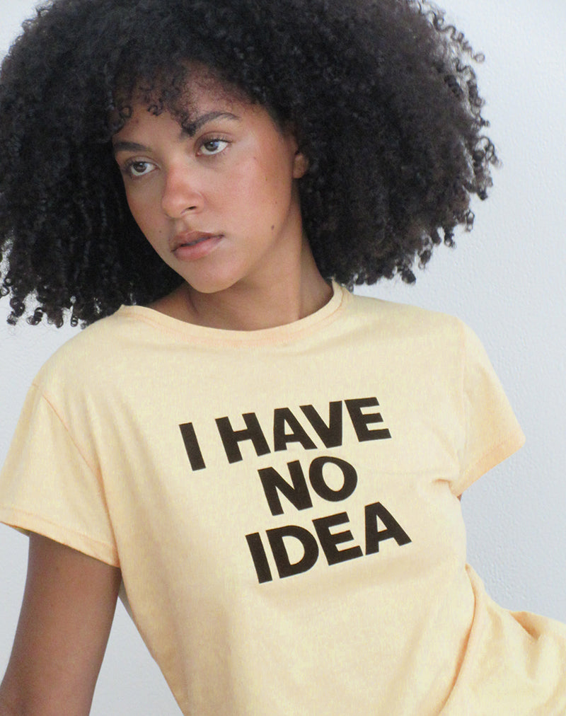 Image of Clio Baggy Tee in Lemon with I Have No Idea Graphic