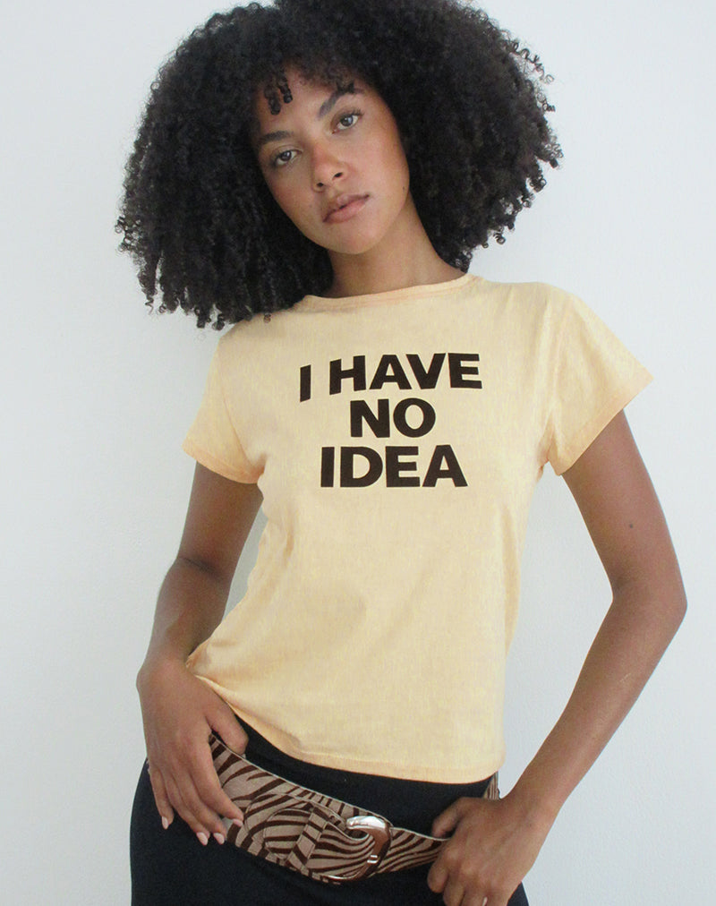 Clio Baggy Tee in Lemon with I Have No Idea Graphic