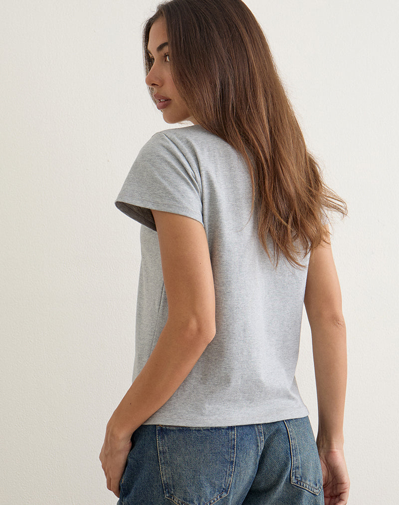 Image of Clio Baggy Tee in Grey Marl with Nepo Baby Graphic