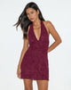 Image of Codami Halterneck Mini Dress in Sequin Knit Burgundy