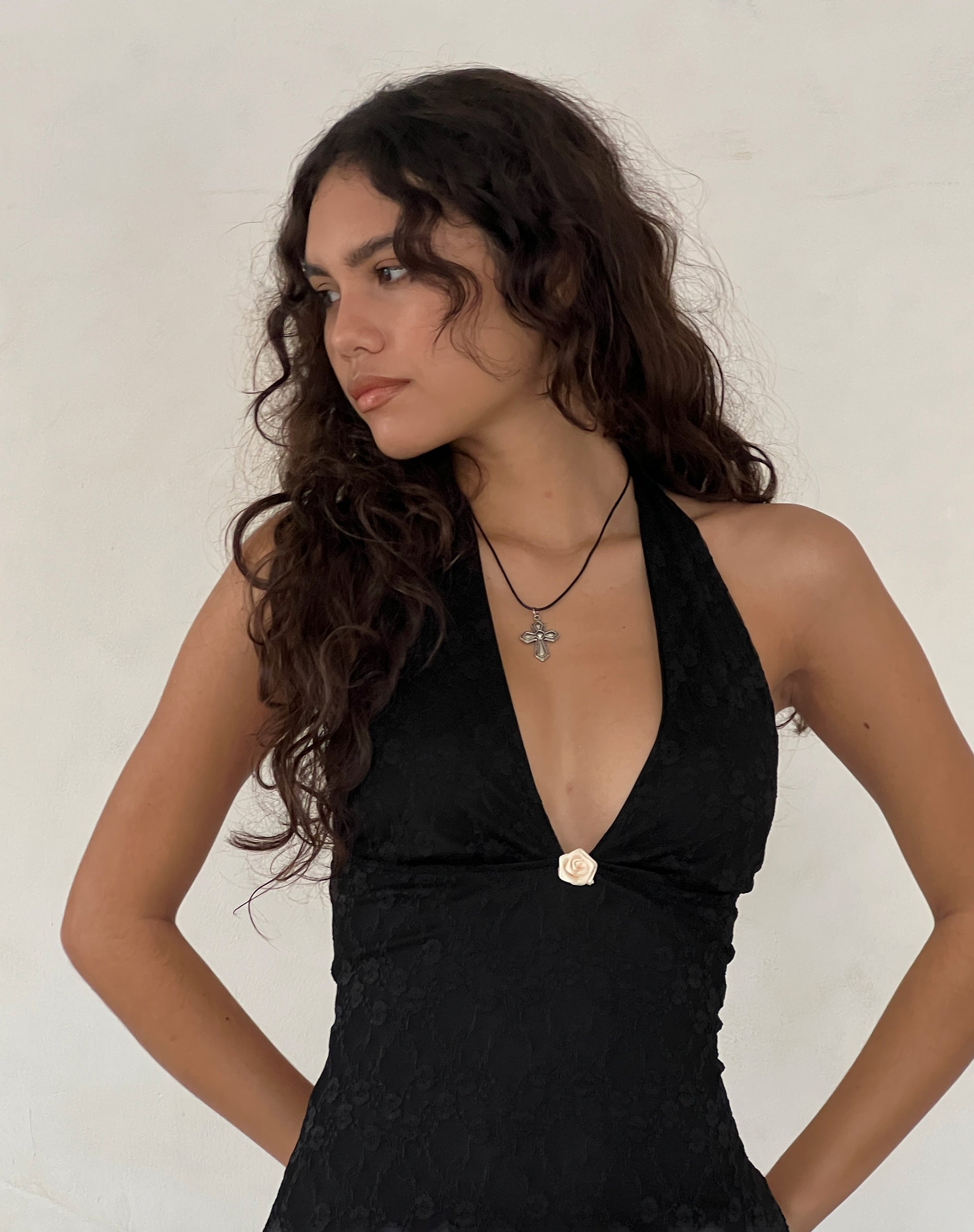 Codami Halterneck Mini Dress in Lace Black Codami Halterneck Mini Dress in Lace Black