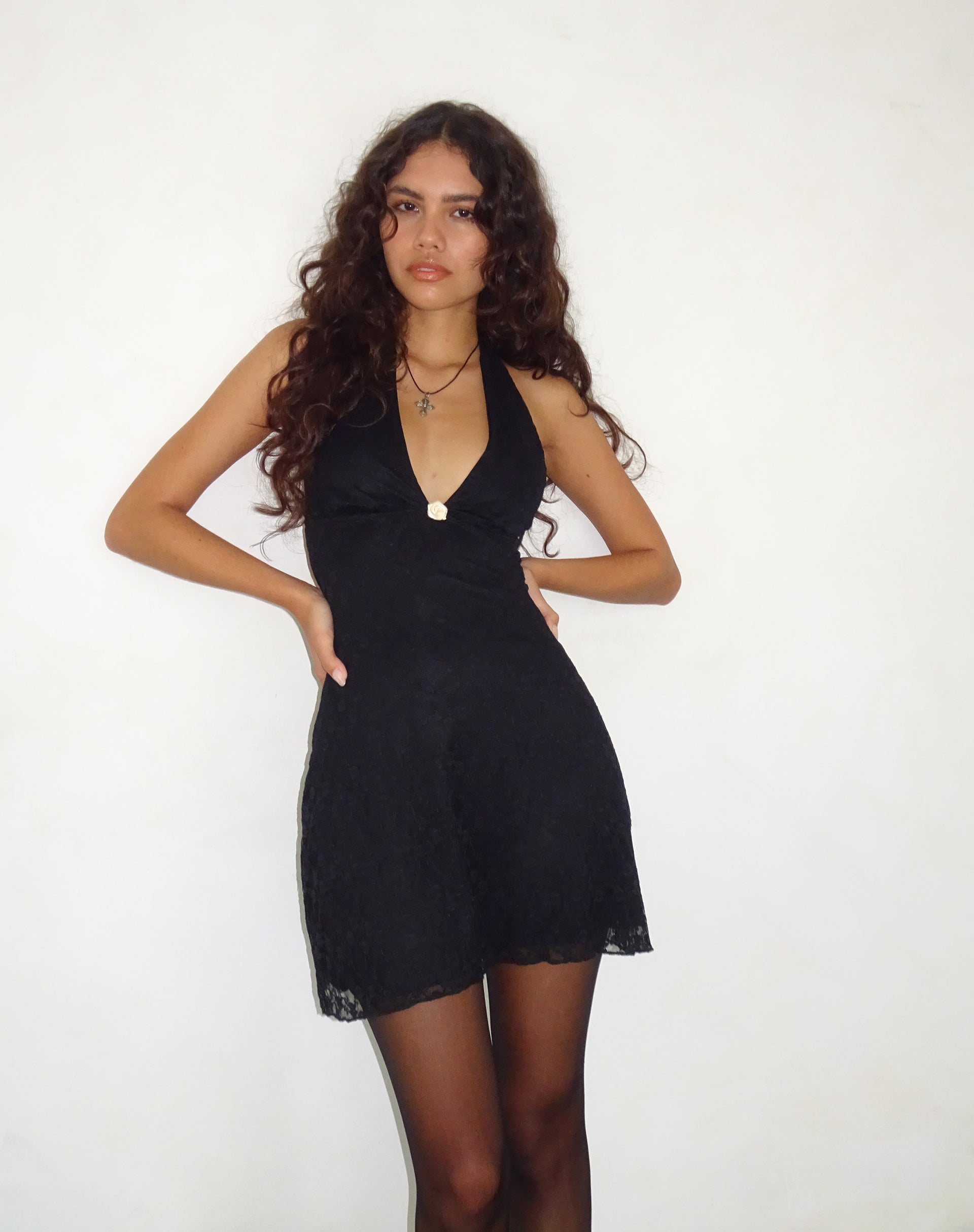 Codami Halterneck Mini Dress in Lace Black Codami Halterneck Mini Dress in Lace Black