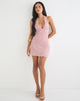 Image of Codami Halterneck Mini Dress in Sequin Knit Pink