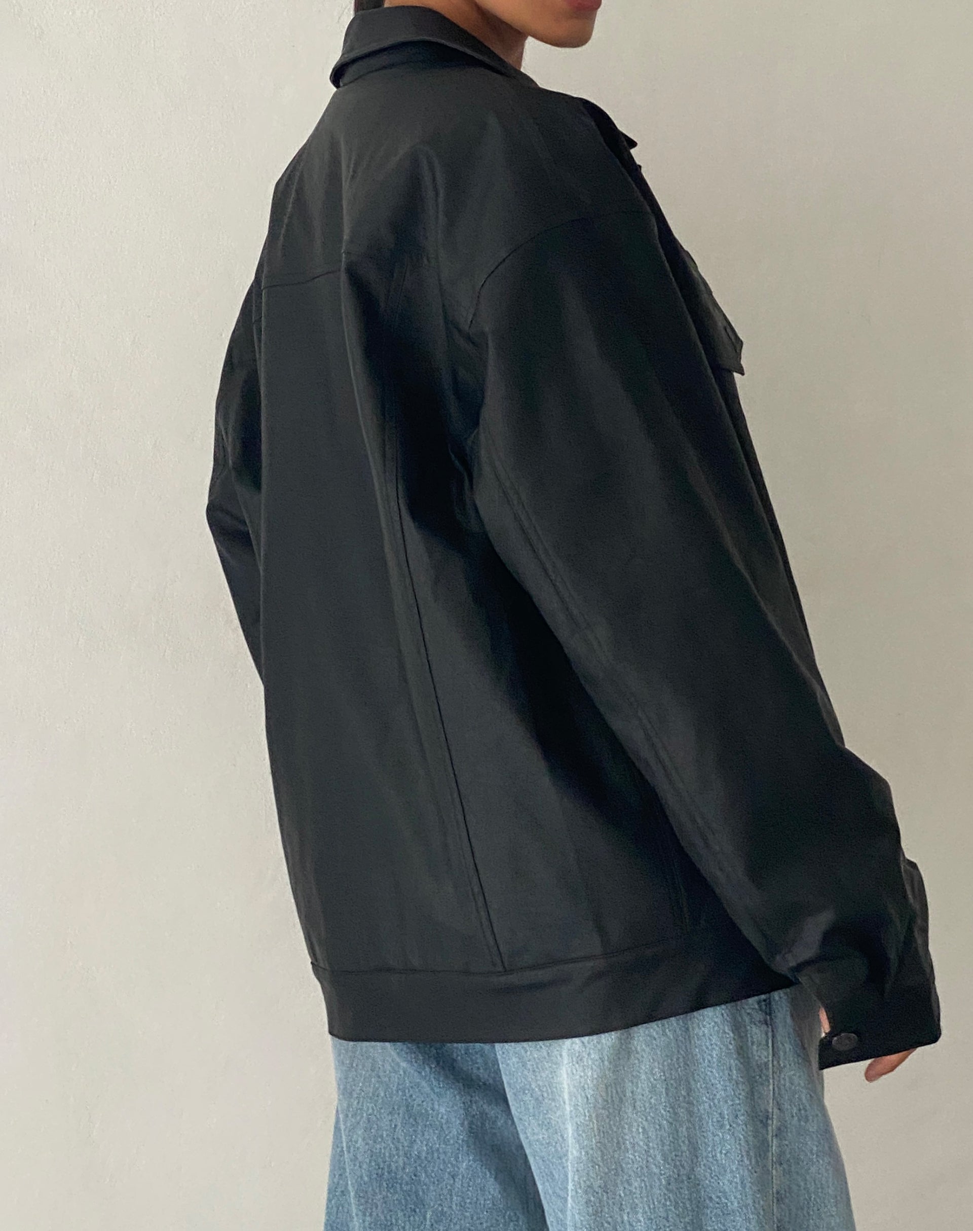 Image of Colleen Oversized Moto Jacket in PU Black