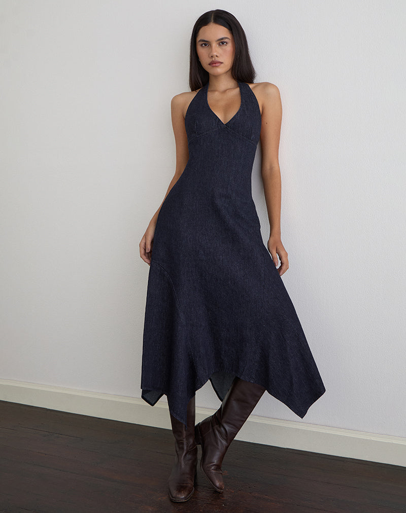 Image of Comari Midi Dress in Chambray Indigo