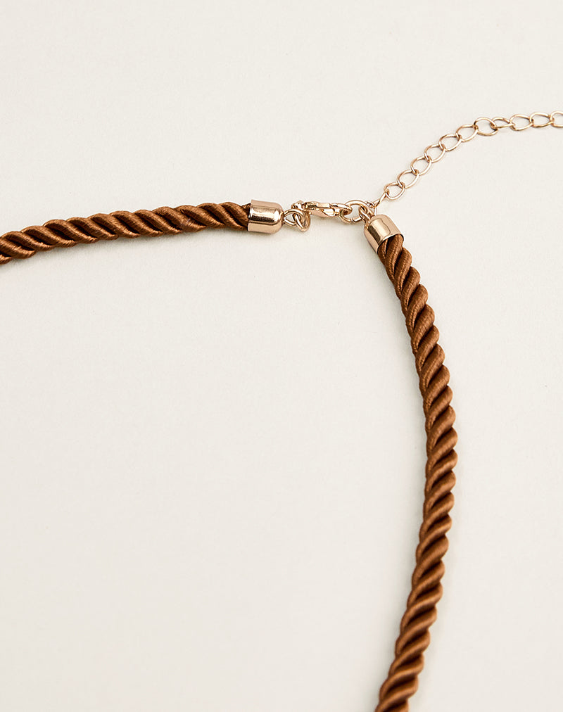 Image of Cord Necklace with Gold Plated Flower Pendant