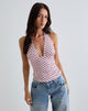 Image of Cosimo Halter Top in Diagonal Stripe Baby Pink