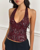 Image of Cosio Halter Top in Mix Sequin Red