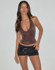 Image of Cosio Halterneck Top in Mixed Sequin Brown