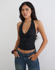 Image of Cosio Halter Top in Sequin Knit Black