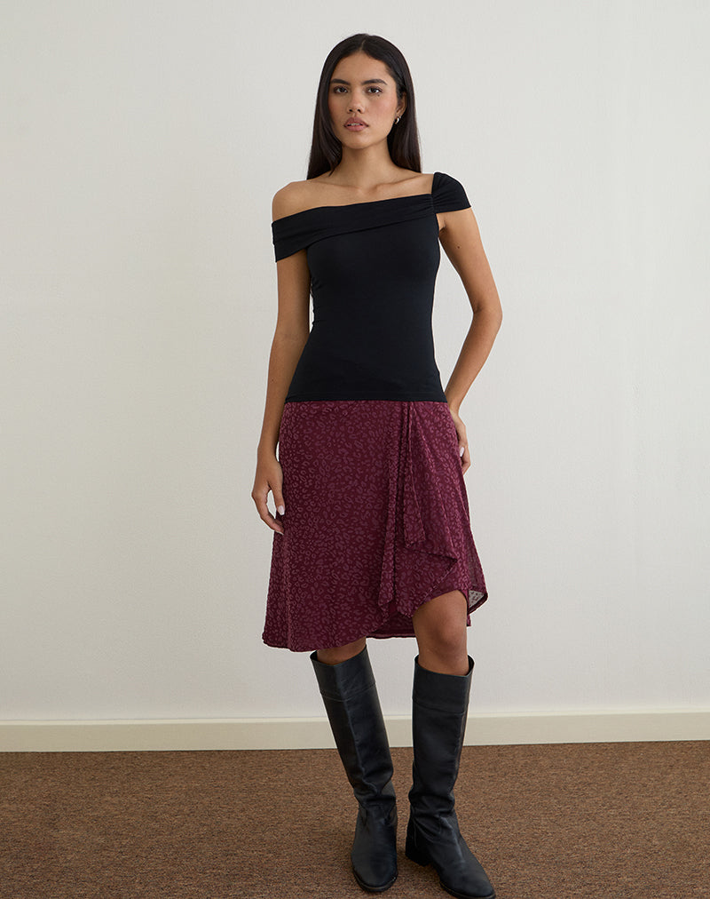 Cuthbe Off The Shoulder Twist Top in Black