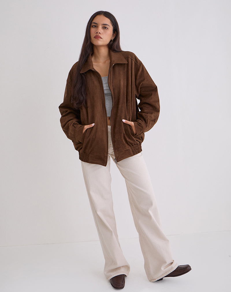 Image of Cavita Jacket in Faux Suede Brown