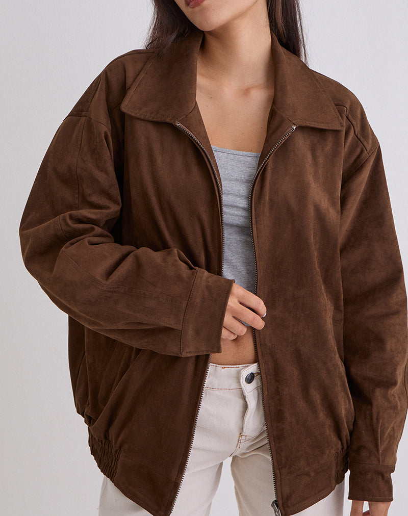 Image of Cavita Jacket in Faux Suede Brown
