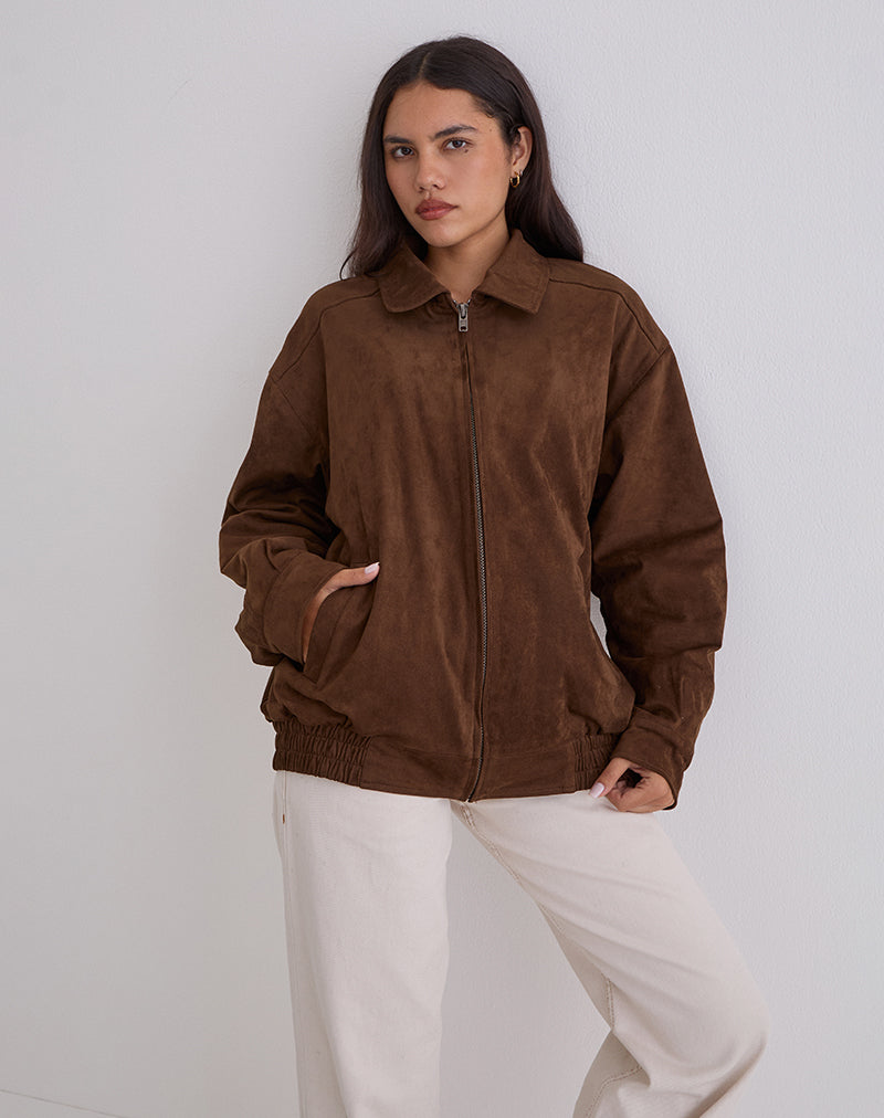 Image of Cavita Jacket in Faux Suede Brown