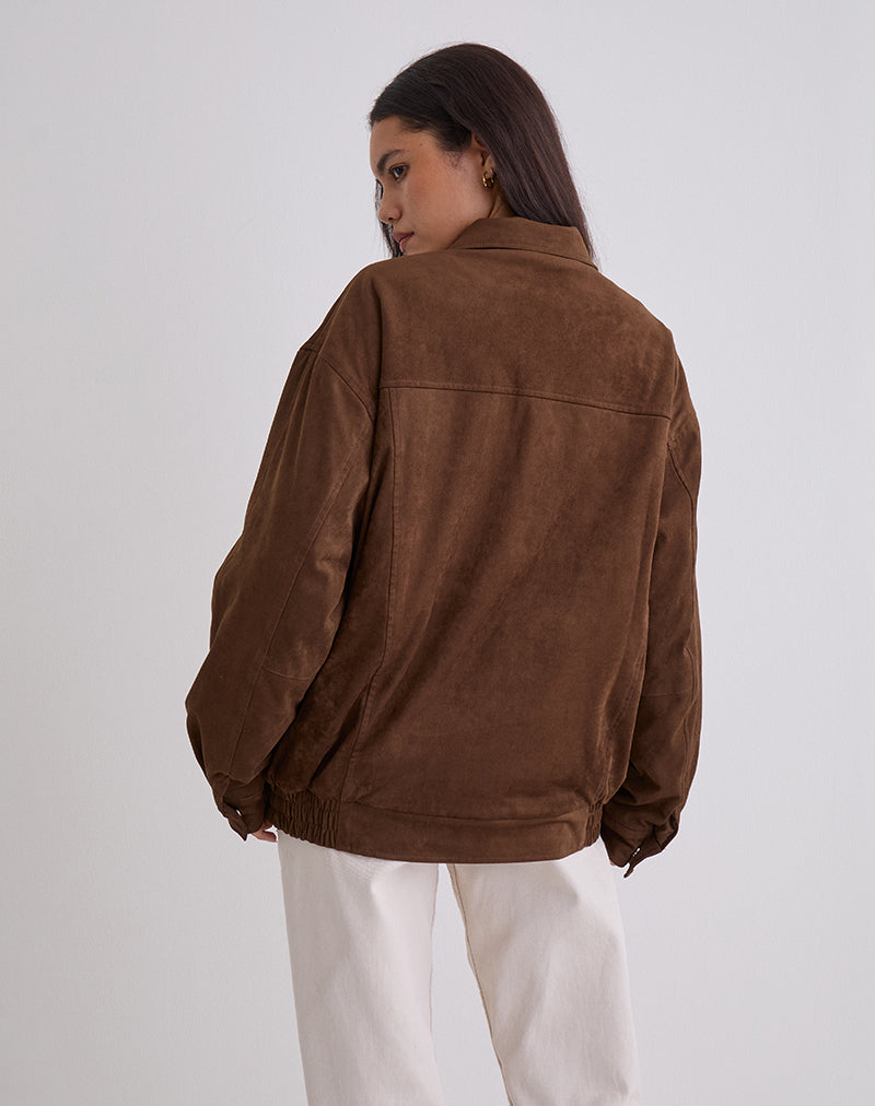Image of Cavita Jacket in Faux Suede Brown