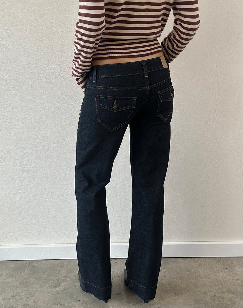 Low Rise Bootcut Jeans in Indigo