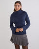 Image of Dajah Fold Over Jumper in Knit Navy