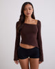 Image of Dalene Asymmetric Long Sleeve Top in Bitter Chocolate