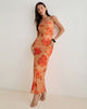 Image of Dalesio Maxi Dress in Watercolour Hibiscus Orange