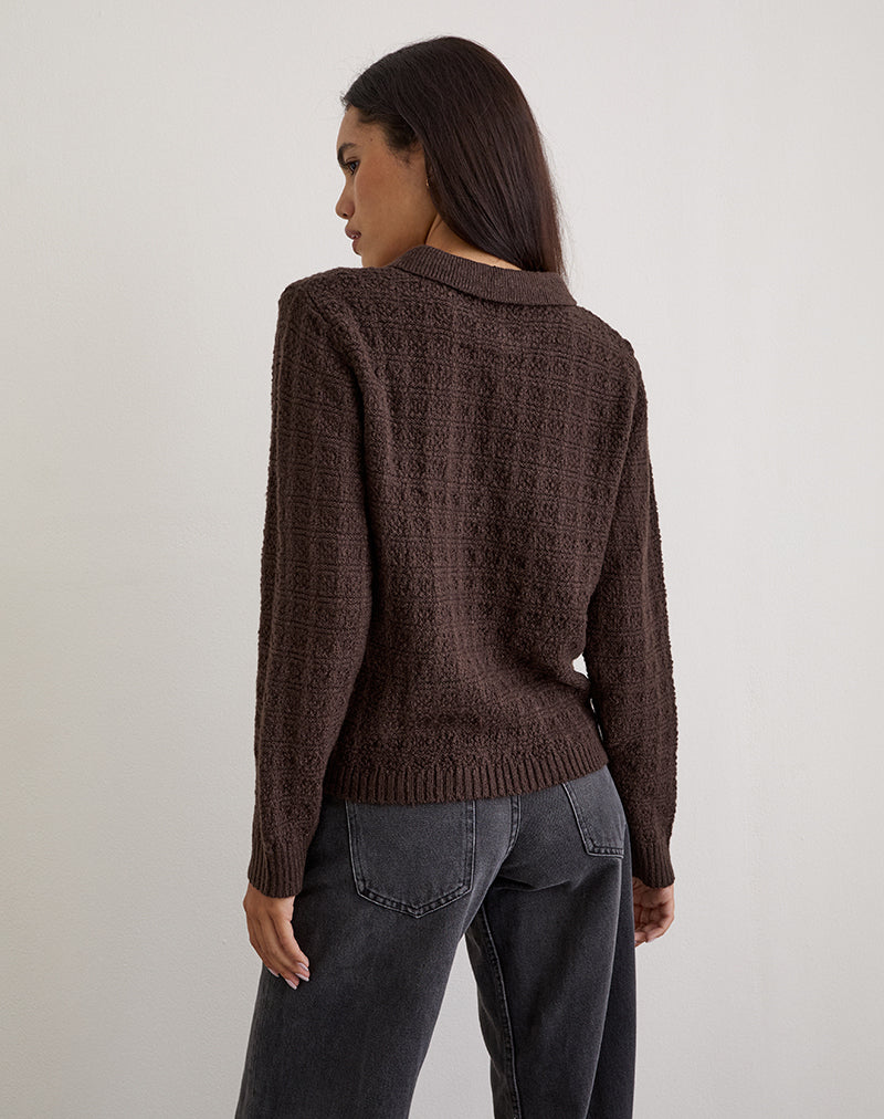 Image of Dalina Knit Jumper in Check Brown