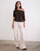 Image of Daman Off Shoulder Basic Top in Chocolate Brown