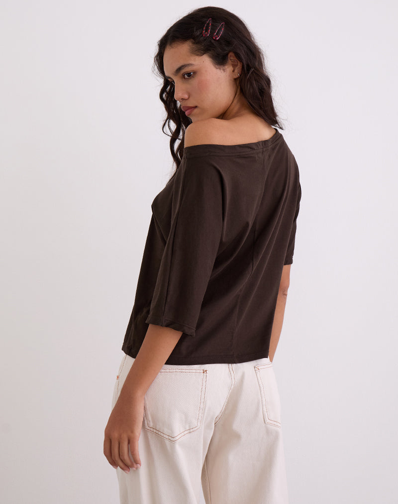Image of Daman Off Shoulder Basic Top in Chocolate Brown