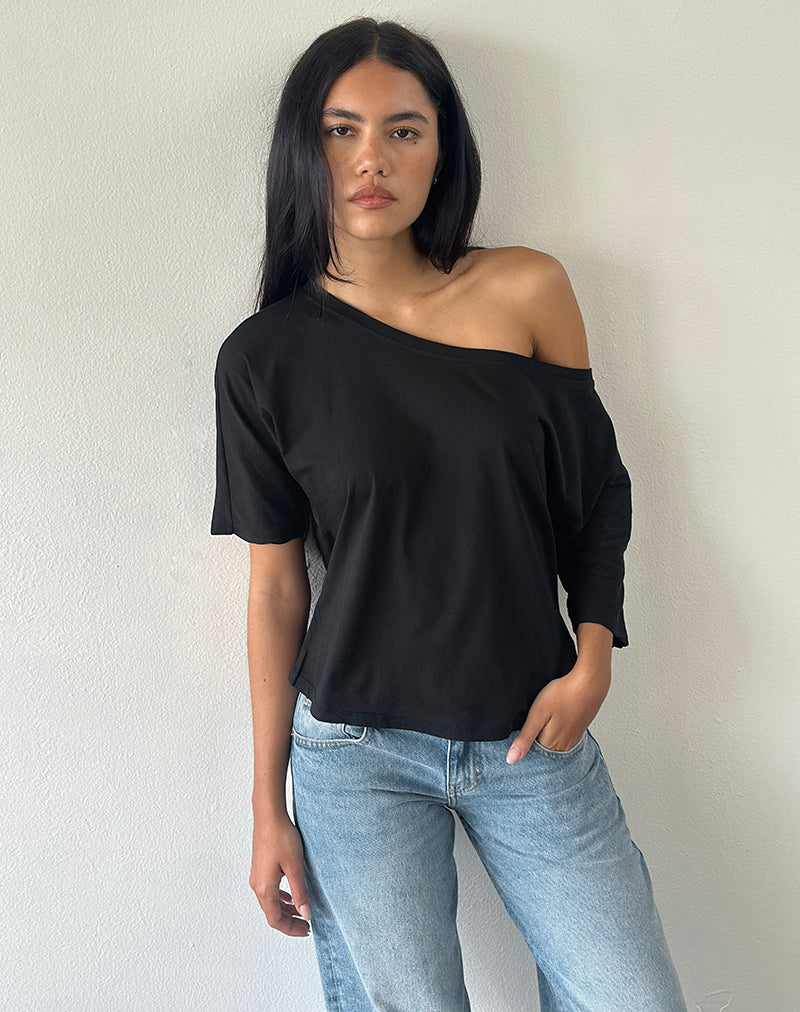 Image of Daman Off-The-Shoulder Basic Top in Black