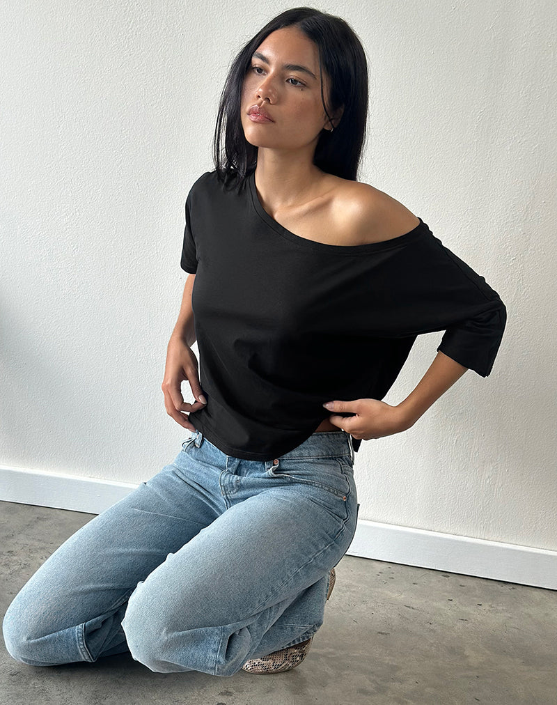 Daman Off-The-Shoulder Basic Top in Black