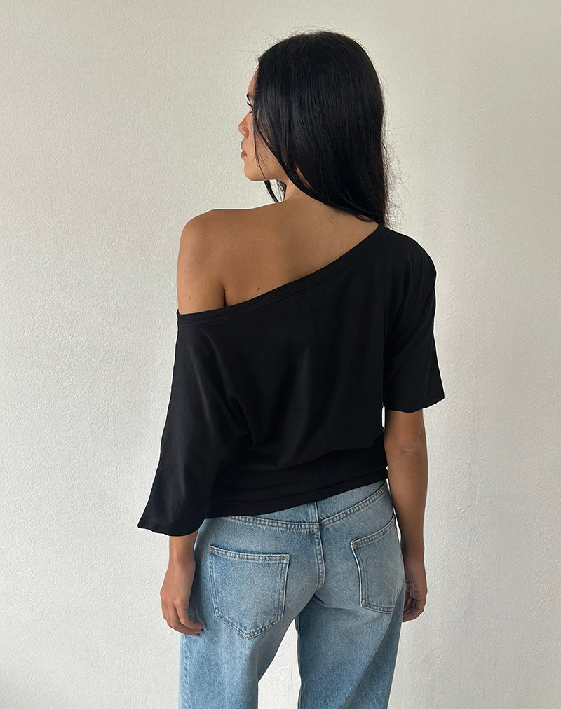 Image of Daman Off-The-Shoulder Basic Top in Black