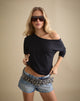 Image of Daman Off-The-Shoulder Basic Top in Black