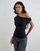 Image of Danama One Shoulder Top in Jersey Black