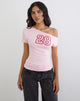 Image of Danama One Shoulder Top in Rayon Jersey Light Pink with '28' Graphic