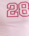 Rayon Jersey Light Pink with '28' Graphic