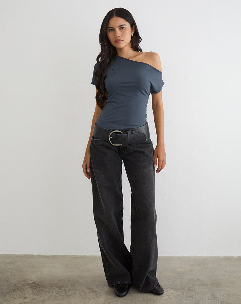 Image of Danama One Shoulder Top in Jersey Ocean Storm