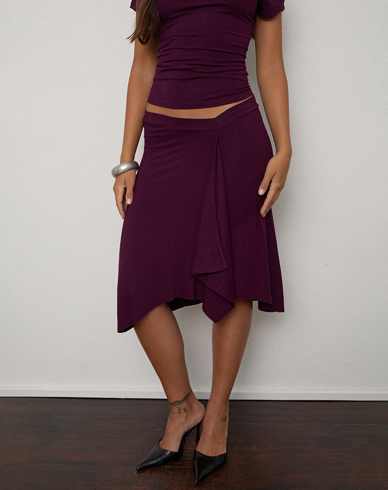 Image of Esmeray Midi Skirt in Rayon Jersey Fig