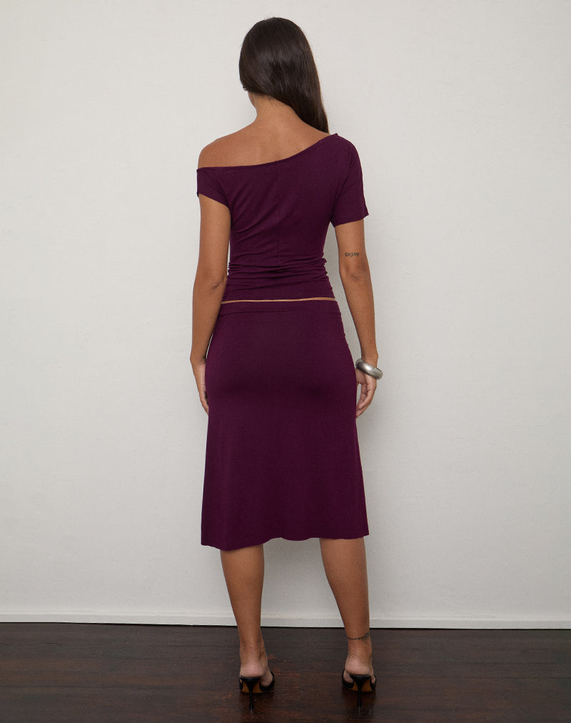 Image of Esmeray Midi Skirt in Rayon Jersey Fig