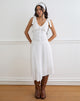Image of Danira Midi Dress With Lace Waist in Rayon White