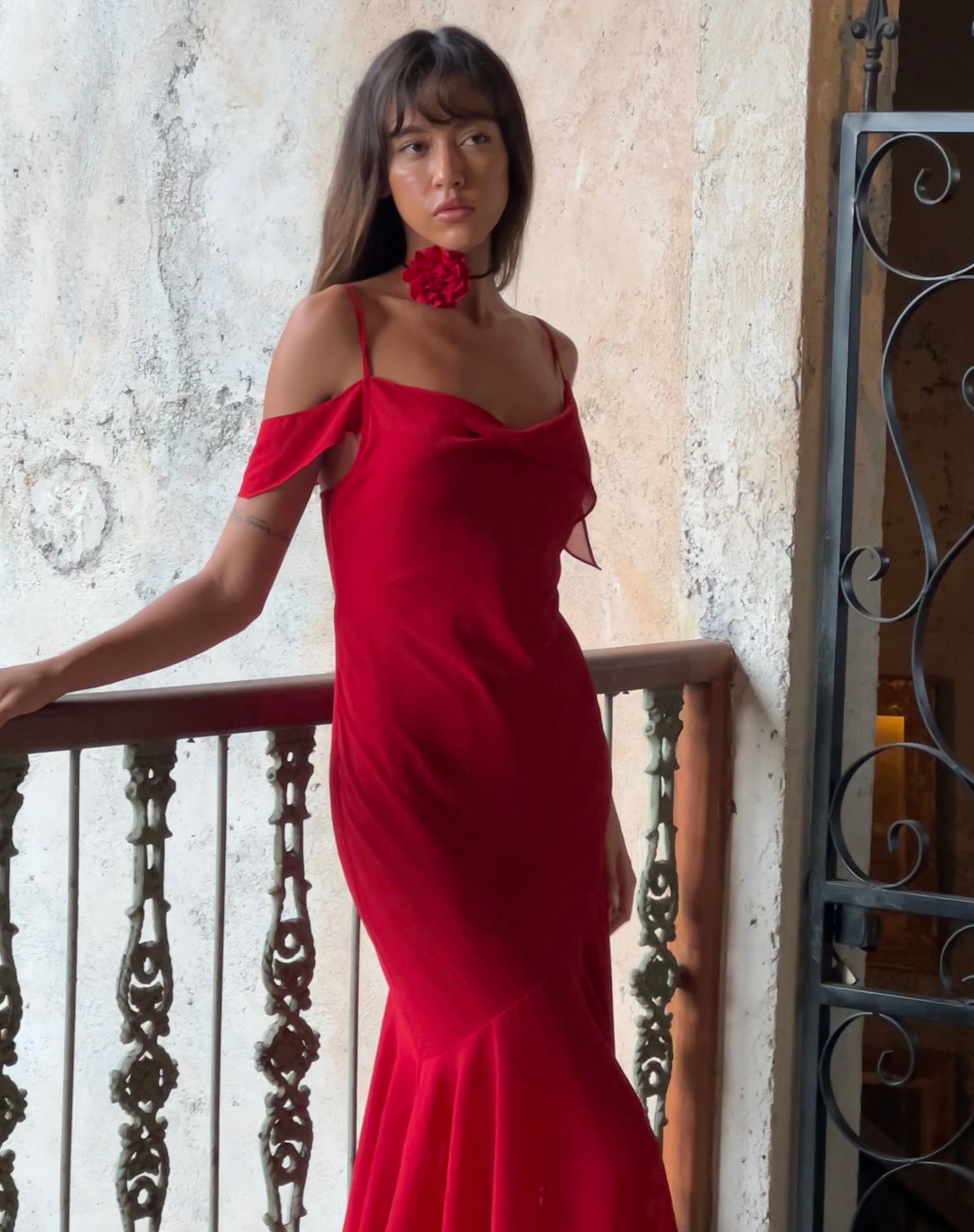 kvælende Taiko mave skjold Red Midi Chiffon Dress | Dansya – motelrocks.com