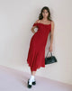 Image of Dansya Midi Chiffon Dress in Red