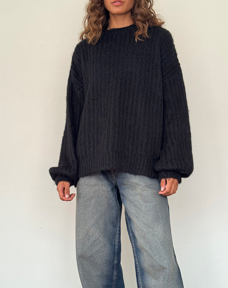Image of Daren Knitted Oversized Jumper in Black