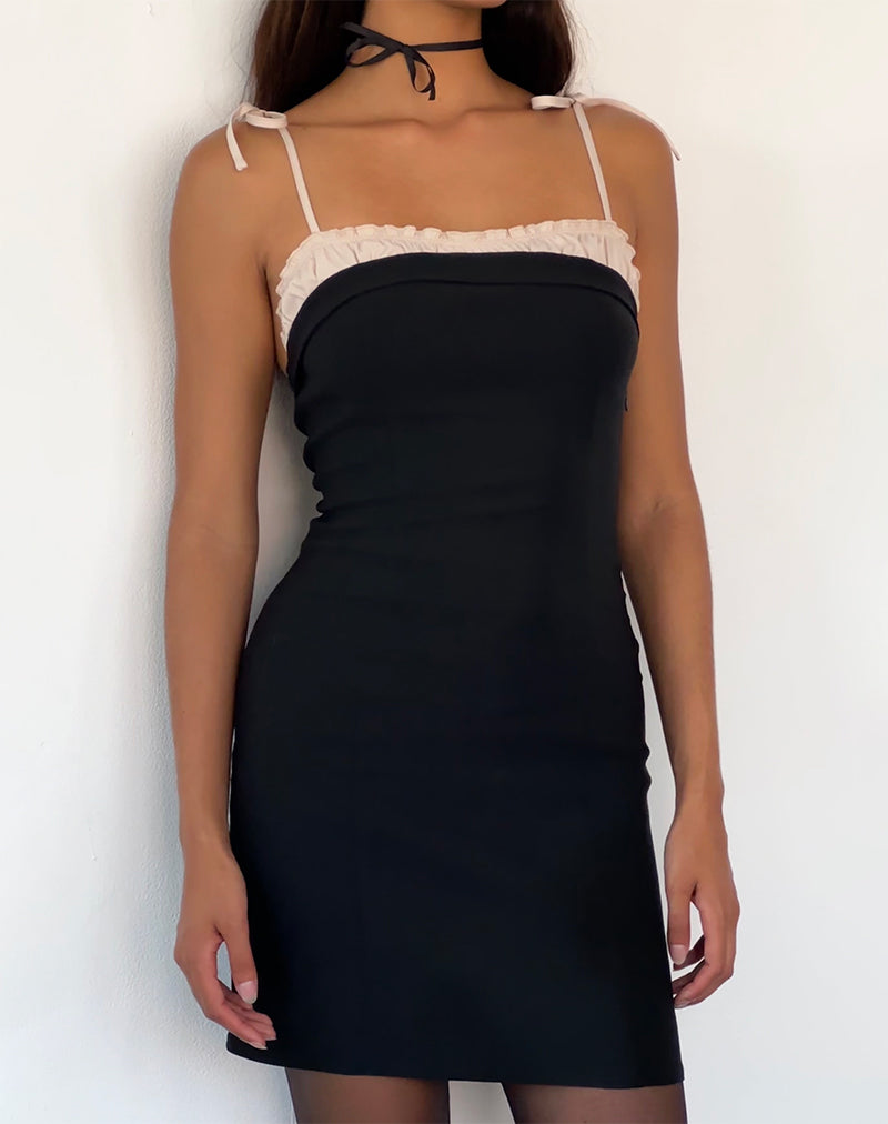 Daruka Mini Dress in Satin Black
