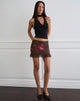 Image of Davia Mini Skirt in Brown with Pink Flower Print