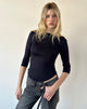 Image of Dawan Quarter Sleeve Top in Sheer Jersey Navy
