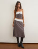 Image of Adah Midi Skirt in Peppercorn with White Polka Dots Waistband