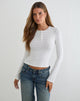 Image of Delano Top in White with Micro Polka Black Print