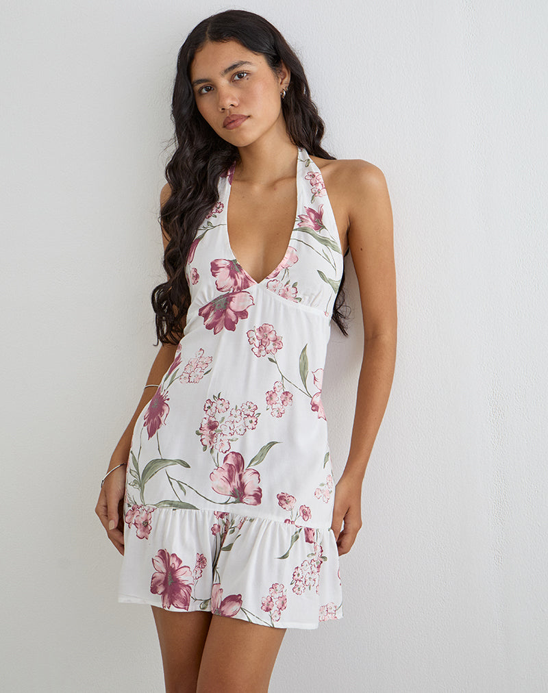 Image of Deliana Mini Dress in Femme Floral White
