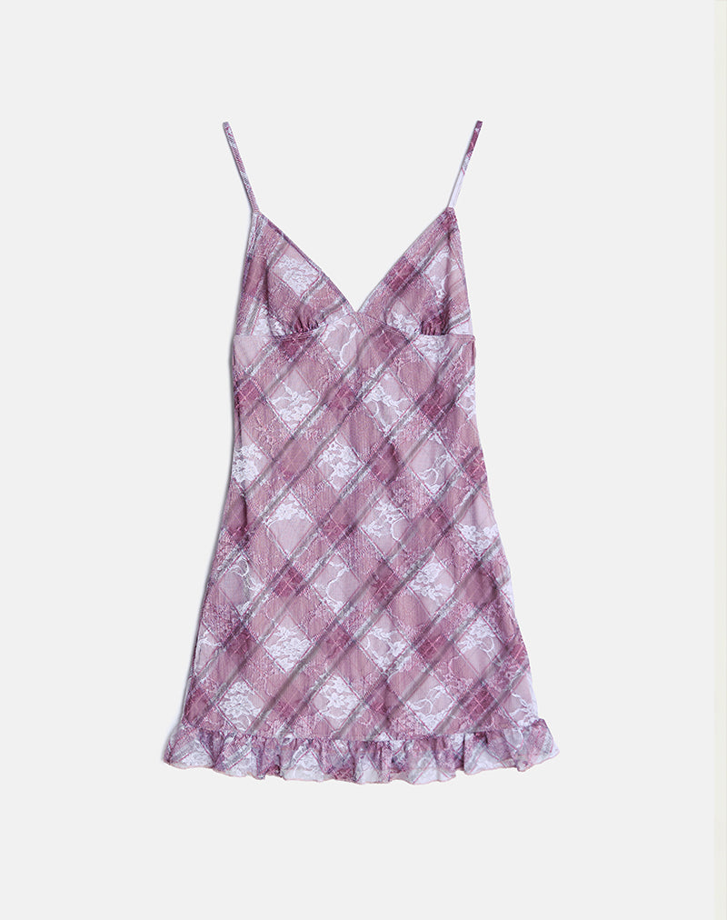 Image of Delos Ruffle Mini Dress in Country Check